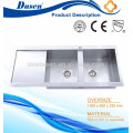 Surgical stainless steel grade underfloor rinses sink double bowl with drainboard